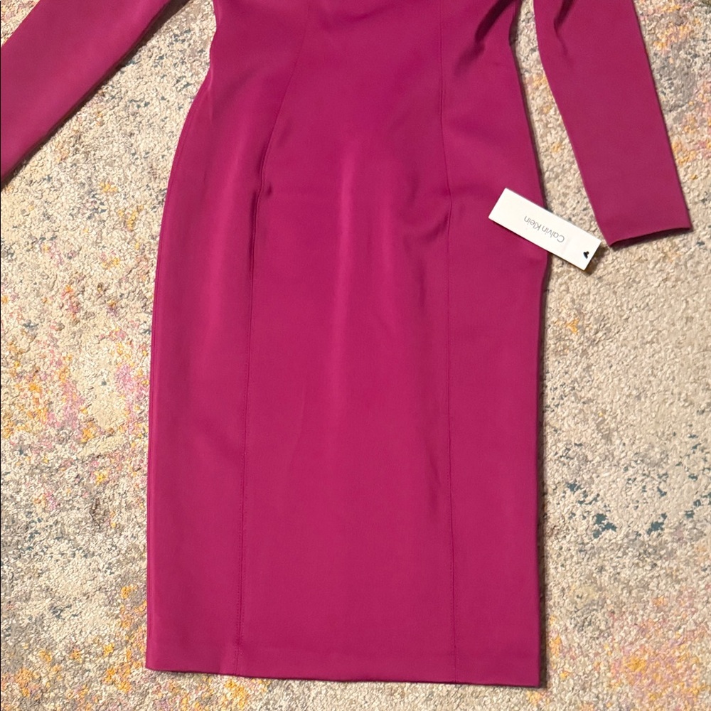 NWT Calvin Klein Fuchsia Long Sleeve Dress 6 - Picture 6 of 10